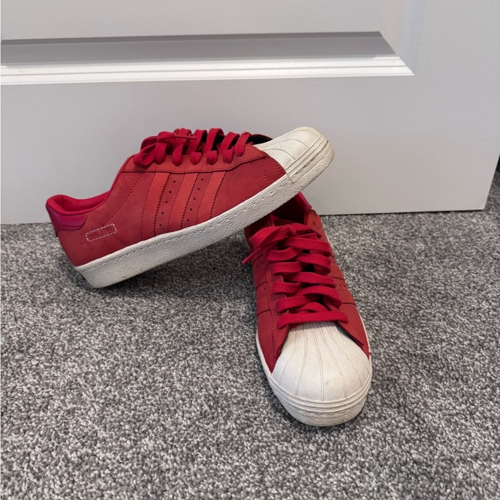 Adidas Originals Superstar Lace Up Mens Red Sneakers US 10